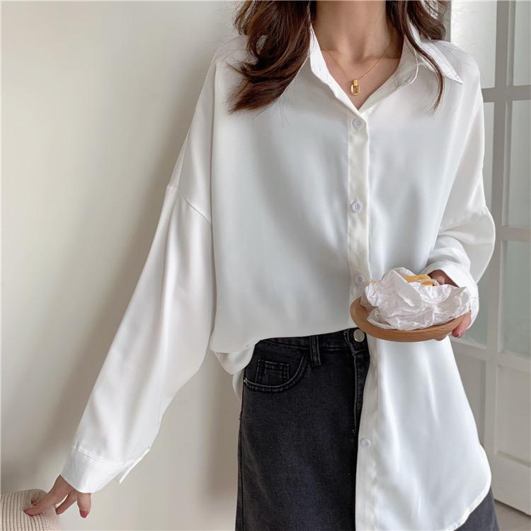 Shirt Oversize wanita Lengan Panjang /Kemeja Wanita Bahan Katun Premium