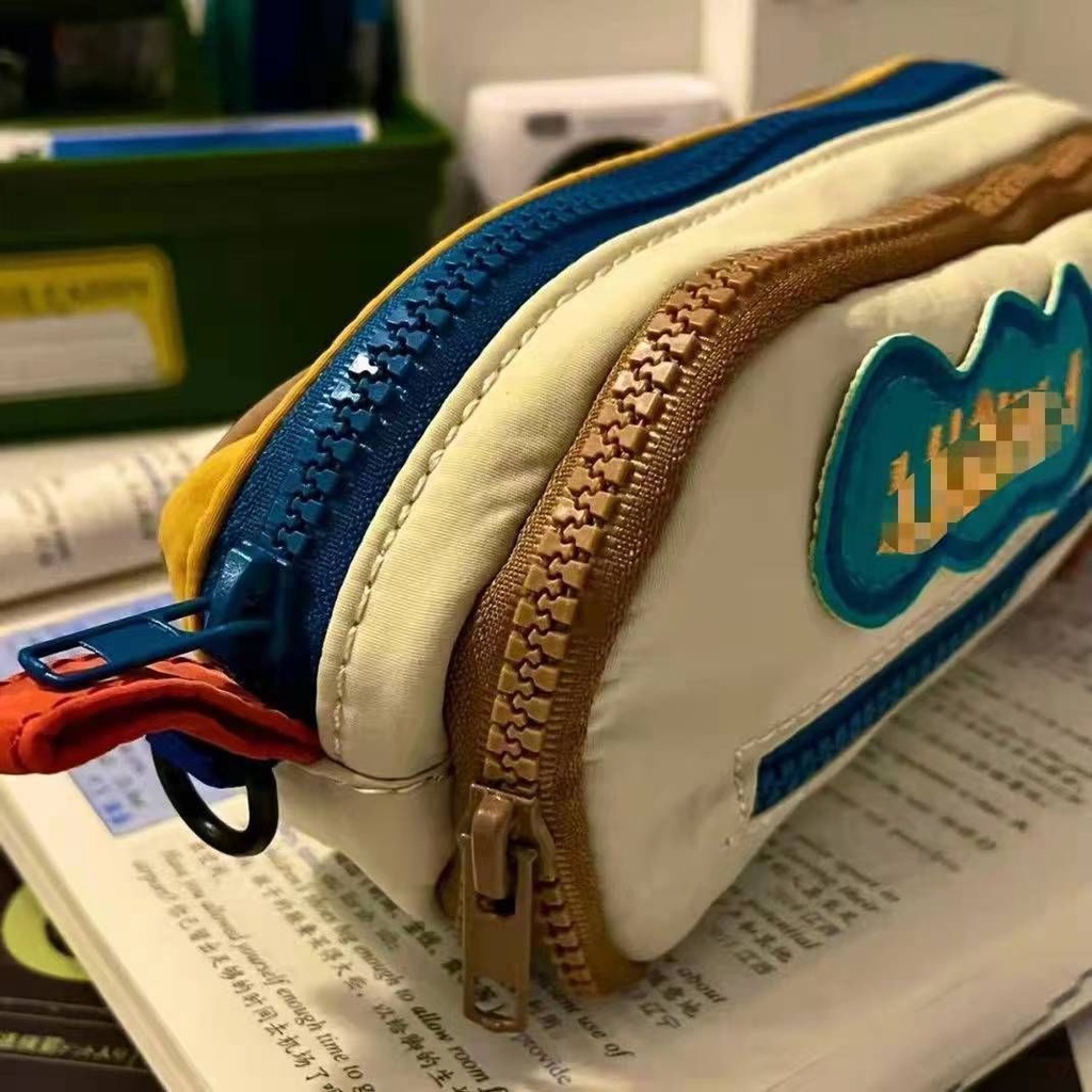 Sera 2022 Ruosu Liangpin Baru Lucu Kontras Warna Pensil Case Kapasitas Besar Mahasiswa Kotak Pensil Multi Fungsi Double Layer Tas Penyimpanan