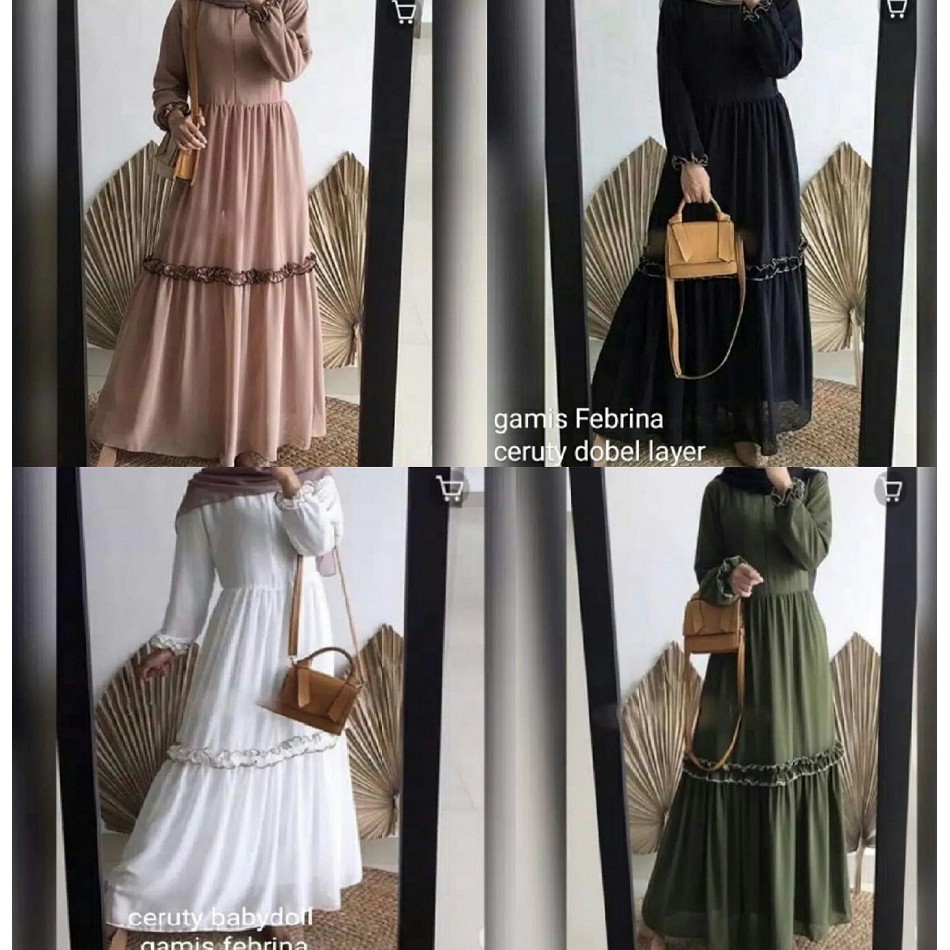 Terbaru  gamis ceruty  ful furing sabrina babydol Full Furing List Renda mewah