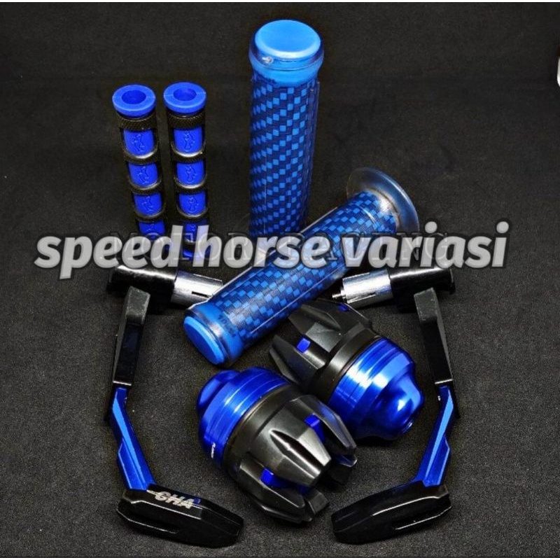 Paket ACC motor proguard robot babet+Handgrip carbon+karet handle+jalu as roda Paket 4 item universal
