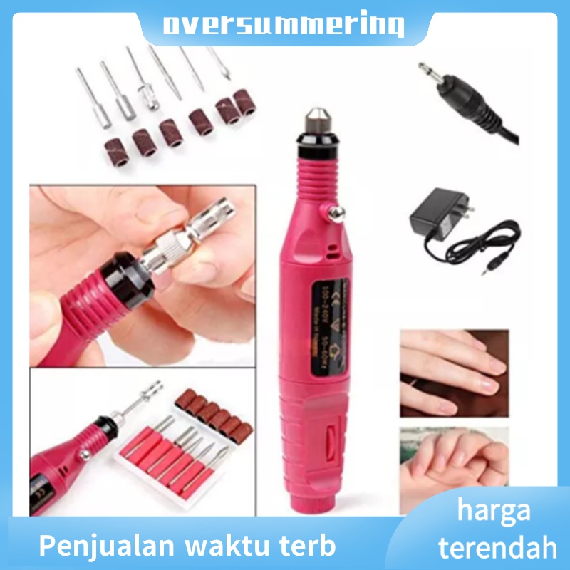 Electric Nail Machine Bor Gerinda Ukir Electric Nail Drill Grinding Manicure Machine Mesin Kikir Amplas Kuku Listrik Nail Art Pen Set Bor Mini Gerinda Listrik