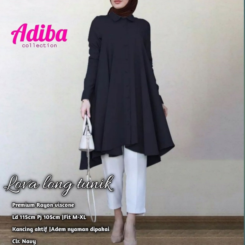 Lova long tunik/tunik muslim/kemeja panjang/tunik lebaran /tunik kotak kotak/tunik jumbo/kemeja jumb