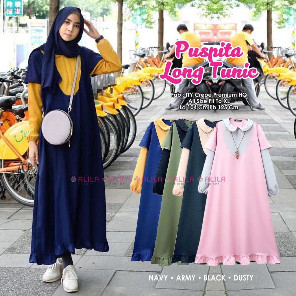 PUSPITA LONG TUNIK FAB ITY CREPE PREMIUM HQ BY ALILA