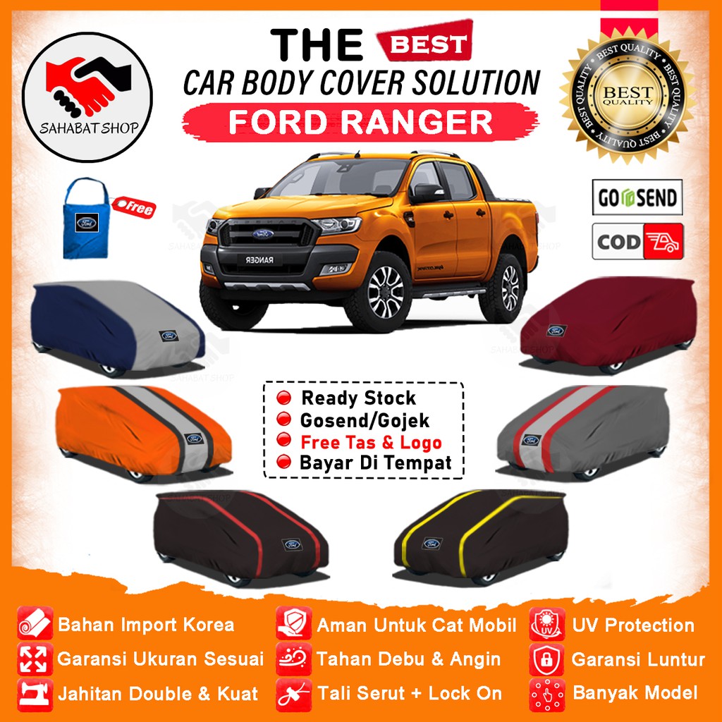 Sahabat Body Cover Mobil Ranger / Penutup Sarung Ford Ranger Outdoor / Selimut Mantel Tutup Pelindung Jas Kerudung Mantol Pembungkus Kelambu Tutupan Bungkus Kerodong Terpal Mobil Ford Ranger Waterproof Anti Air Model Orange