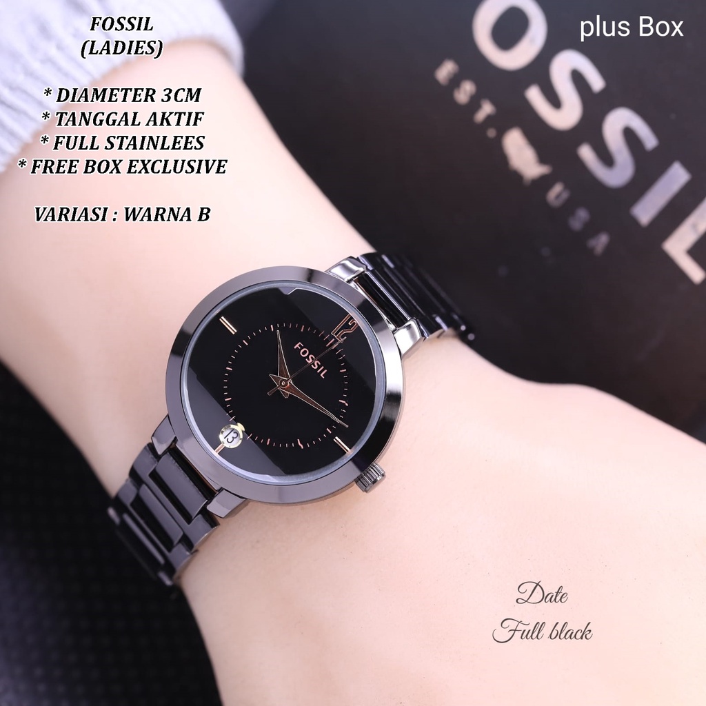 (FREE BOX) JAM TANGAN WANITA FASHION RANTAI BODY BULAT BELIMBING TANGGAL AKTIF