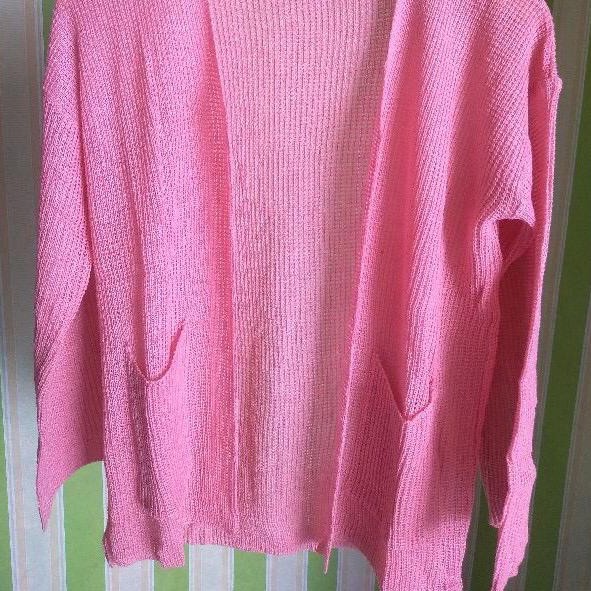 CARDIGAN RAJUT OVERSIZE CARDY JUMBO RAJUT WANITA  KARDIGAN RAJUT WANITA TEBAL KUALITAS SUPER PREMIUM-pink fanta