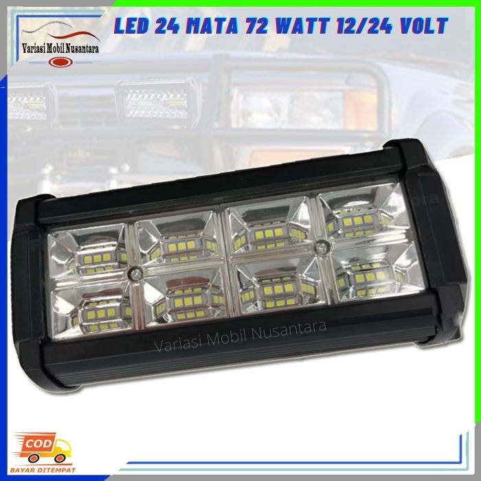 Lampu Led Cree Sorot Dan Strobo Variasi Mobil 24 Mata 72 Watt