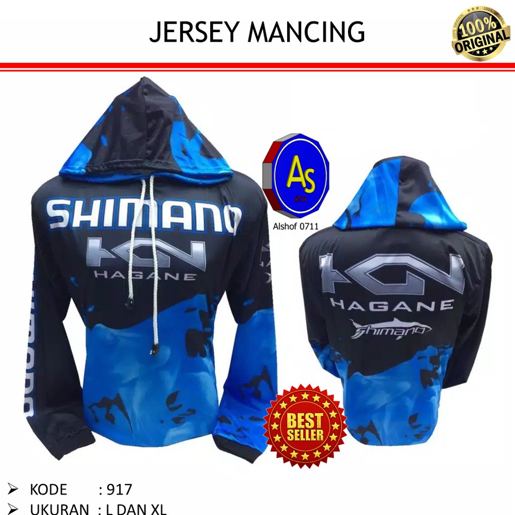 Kaos jersey mancing gowes SHIMANO HAGANE biru keren murah bagus fashion pria adem murah terlaris