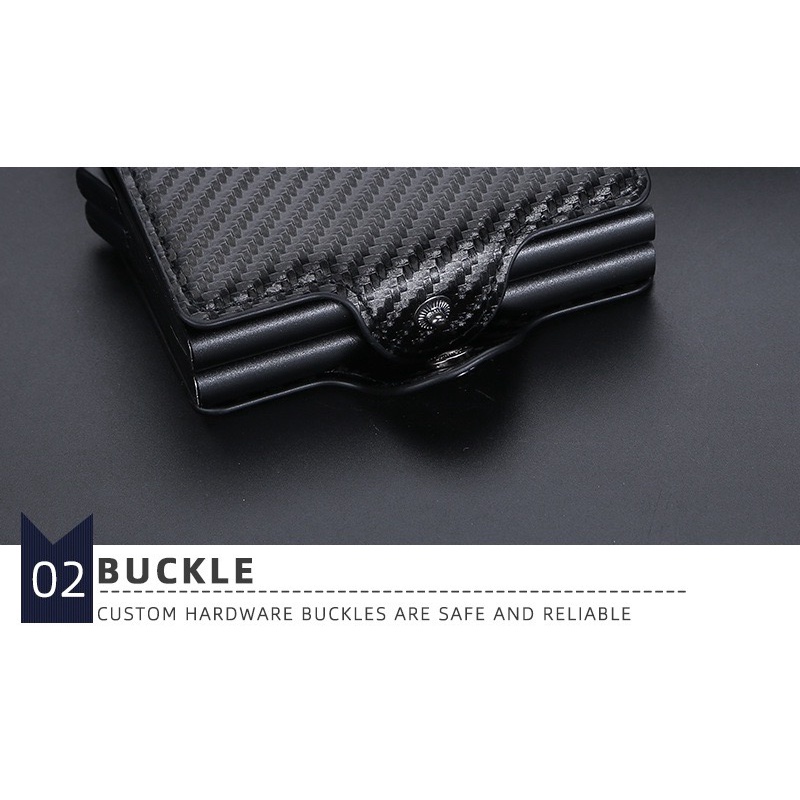 ORIGINAL BAELLERRY K9172 DOMPET KARTU KEKINIAN LONTAR DUAL BOX RFID MOTIF CARBON FIBER