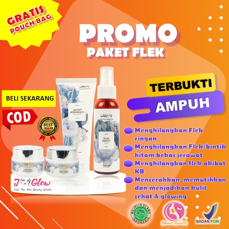 Perawatan Kecantikan paket cream penghilang flek hitam di wajah membandel bekas jerawat Jglow Bpom