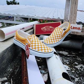 vans ochre checkerboard