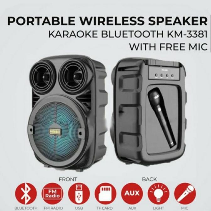 Speaker + Mic Portable Wireless Bluetooth Karaoke Meeting Besar 6.5"