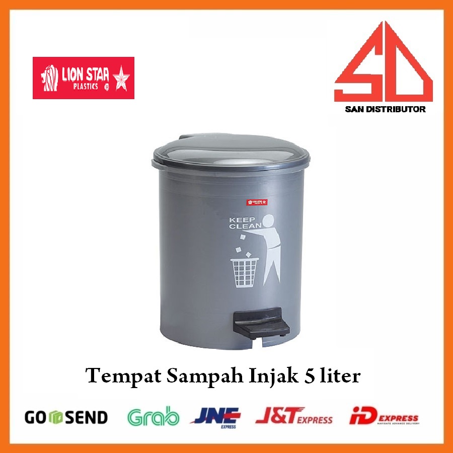 Tempat Sampah 5 Liter tong sampah Kotak Sampah Lion Star C-12 Injak Bundar