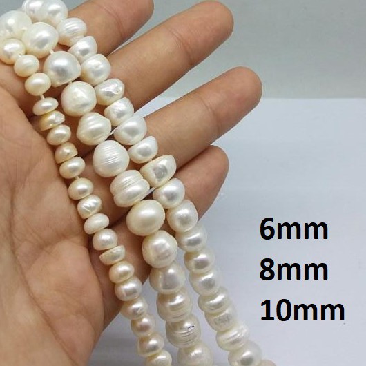 Mutiara Air Tawar  Model Gepeng Uk 6 - 10mm Harga/String