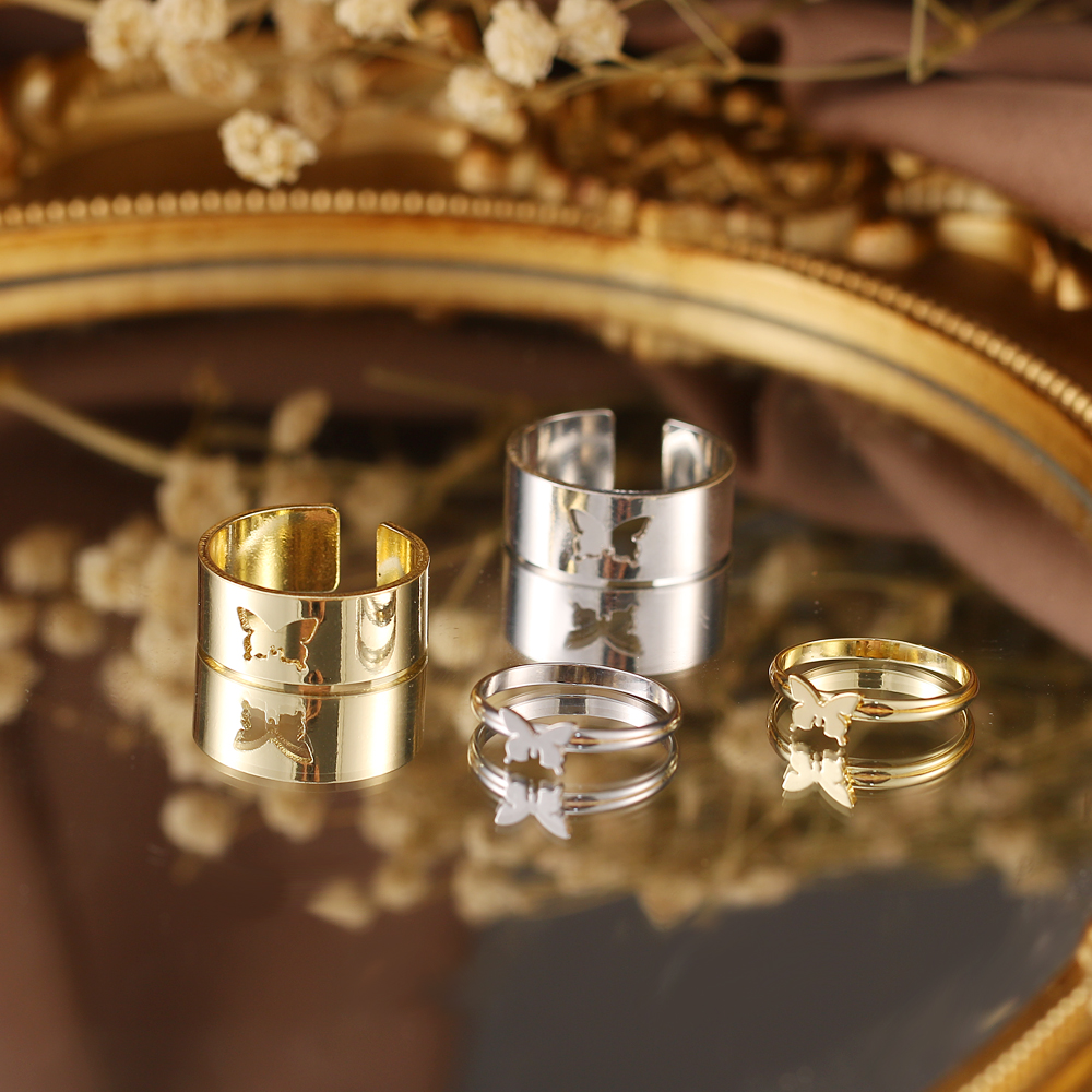 Cheap Korean Hip Hop Style Butterfly Rings for Couples bestfriends Girlfriends