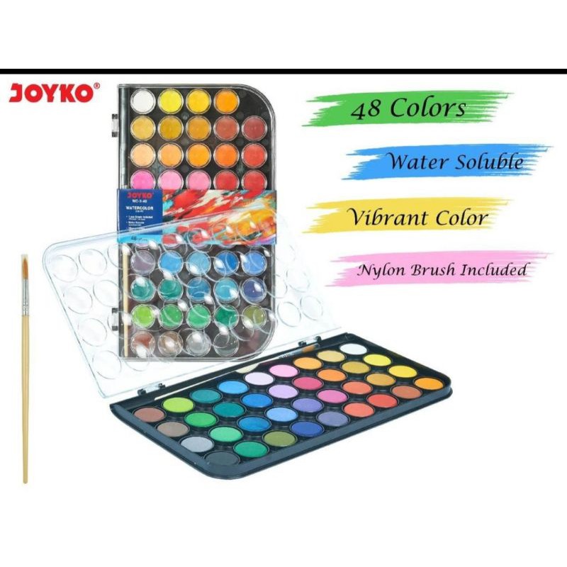 JOYKO WATERCOLOR SET 48 COLORS - COLOUR SET CAT AIR WC-3-48 WARNA