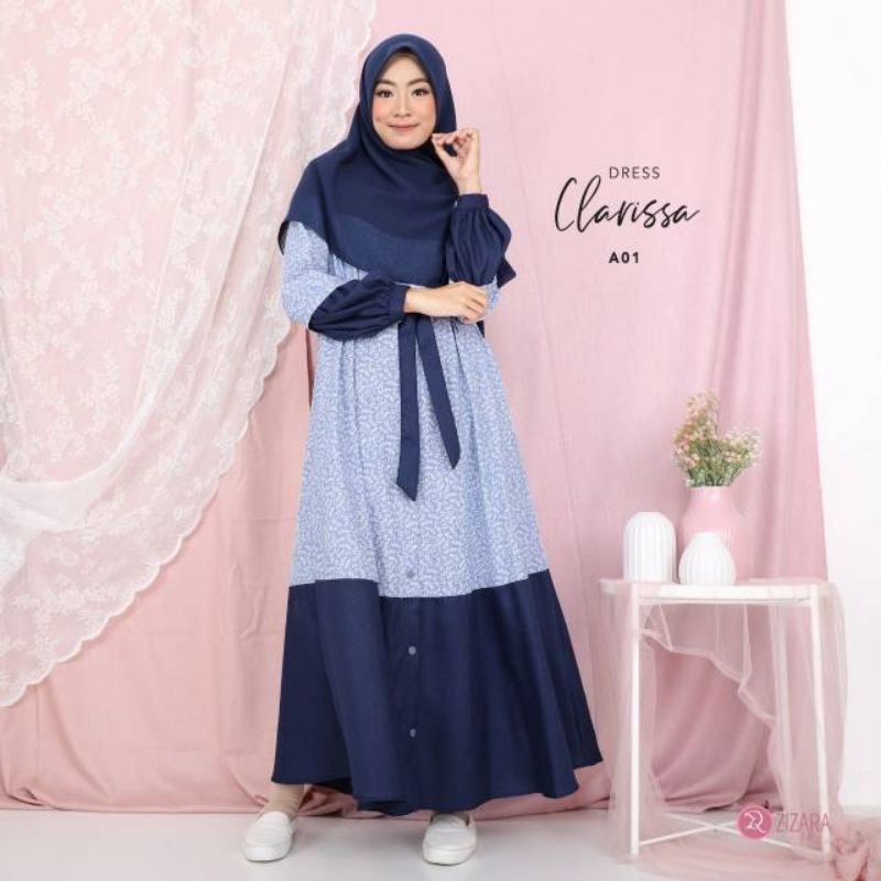 CLARISSA DRESS NAVY ZIZARA