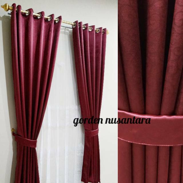Gorden / Tirai Gordyn / Hordeng Blackout Abstrak Bahan Import Merah Maroon