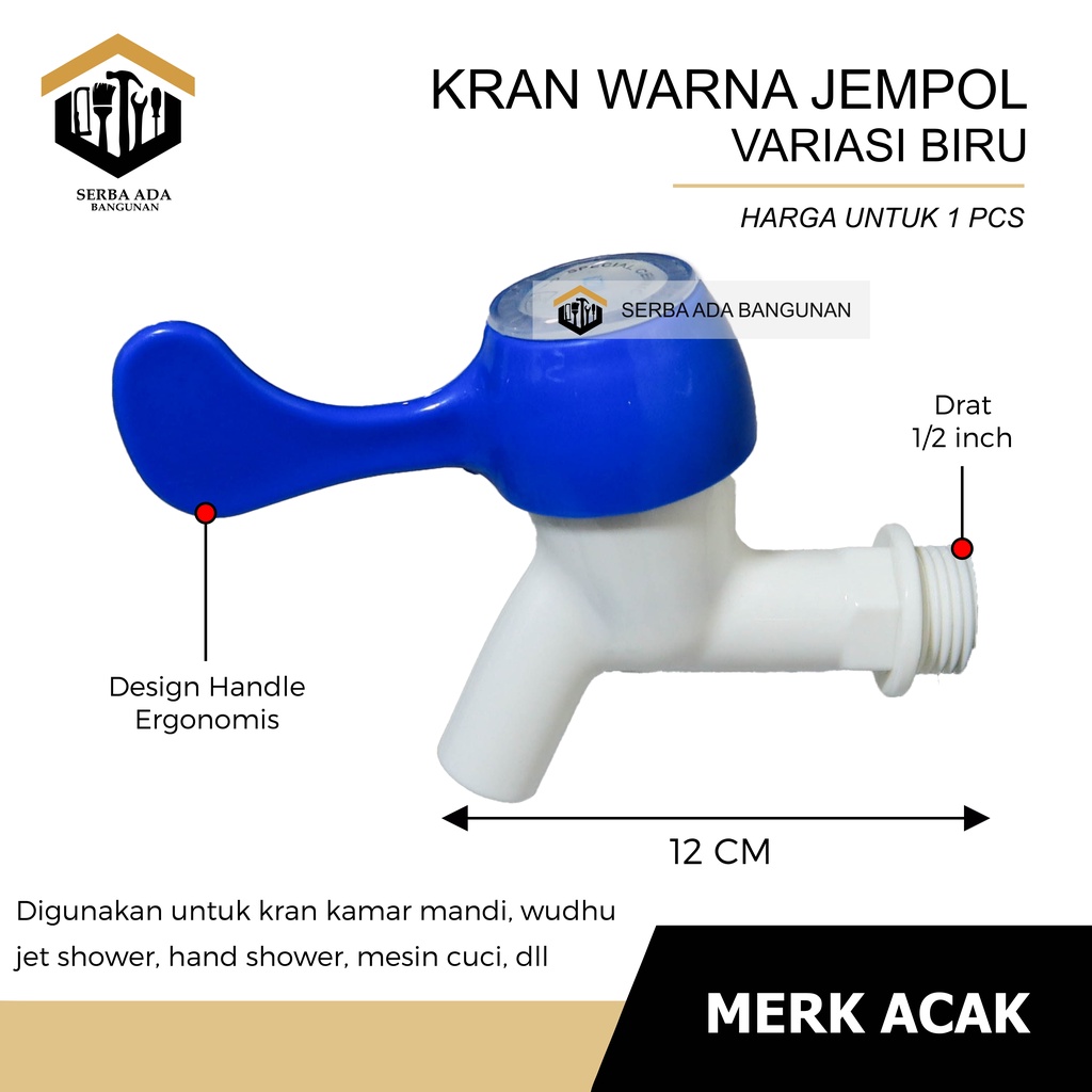 Kran Jempol Keran Air Taman Tembok Warna Warni Model Engkol Plastik PVC 2 Fungsi Merk IZM