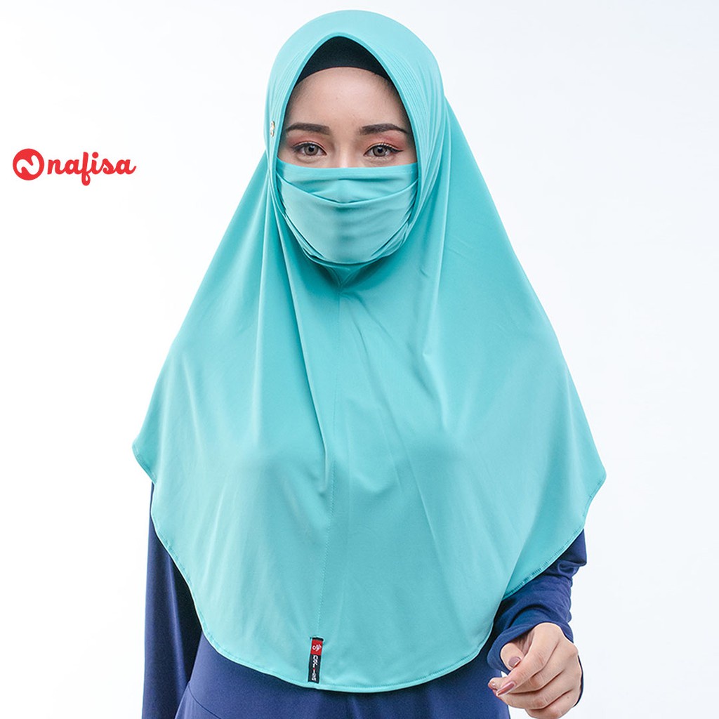 Hijab Instan Masker - Nafisa Yes Fritania - Jilbab Bergo Premium-Green Opal