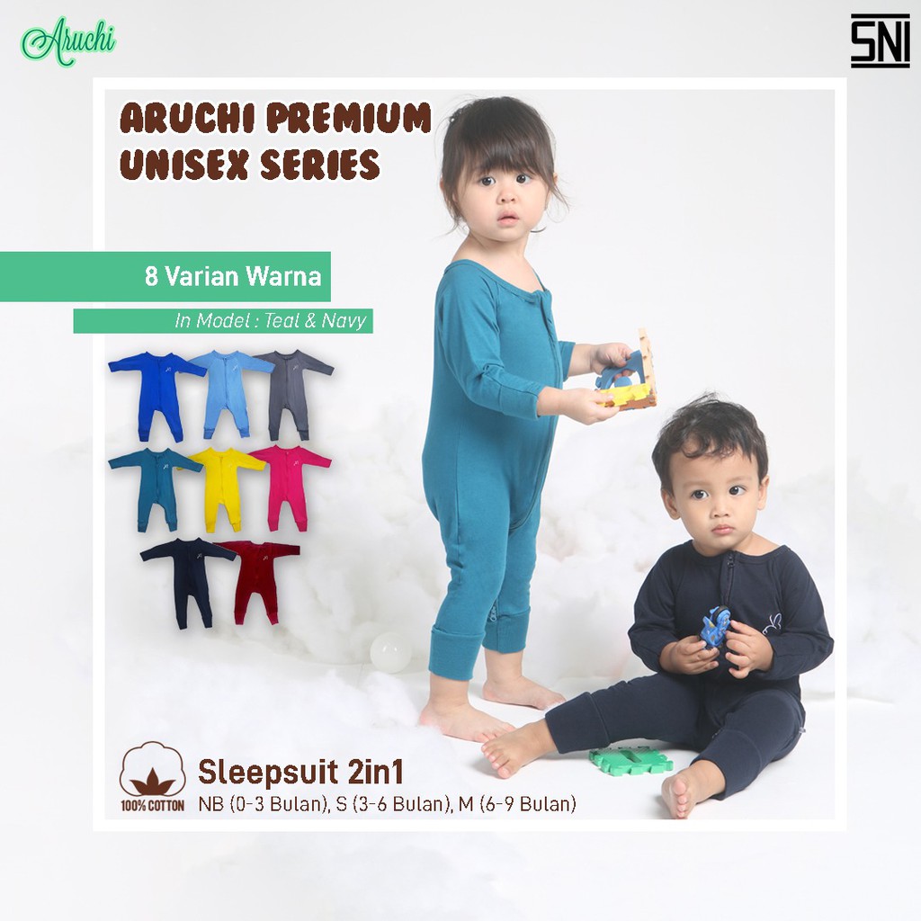 PROMO 7.7 PROMO BAJU LEBARAN ARUCHI SLEEPSUIT ZIPPER SLEEPSUIT RESLETING 2 in 1 NB S M  BAJU TIDUR ANAK