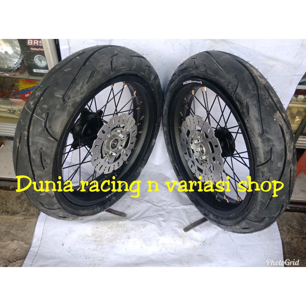 Paket Velg supermoto Honda CRF 150 L ring 17 Ban luar dalam paketan komplit tromol ori buat CRF
