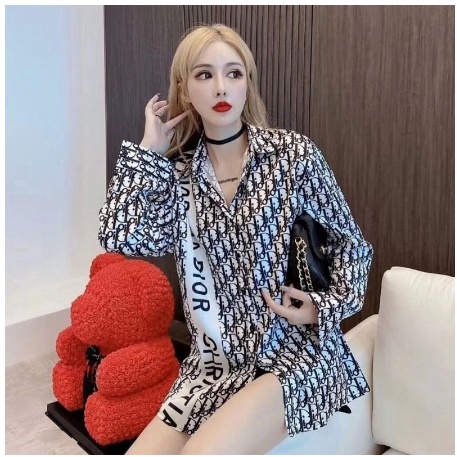 Kemeja Wanita Oversize Shirt Dior 5851 Import - 012