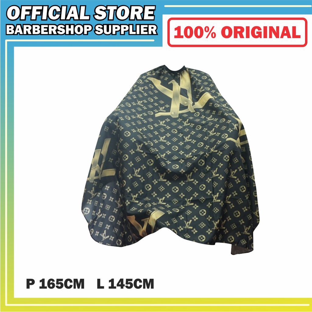 CAPE / KEP / KAIN KIP / SARUNG CUKUR POTONG BARBER SALON MOTIF LV GOLD