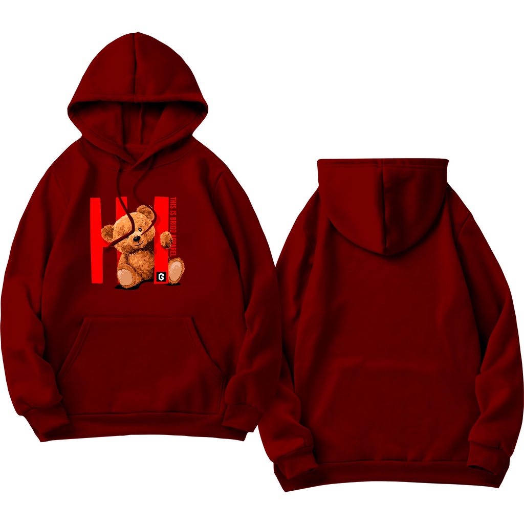 Sweater Hoodie BRIGO Sablon DTF Fleece Cotton || BRIGO Jumper Hoodie Beruang HI M-XXL (Pria &amp; Wanita) Free stiker&amp;Gantungan Kunci