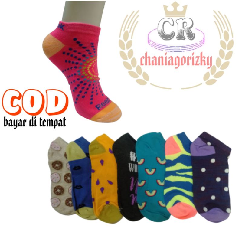 (4PASANG RANDOM)KAOS KAKI PENDEK SEMATA KAKI,ANKLE SHOCK,INFISIBLLE SHOCK MOTIF WANITA