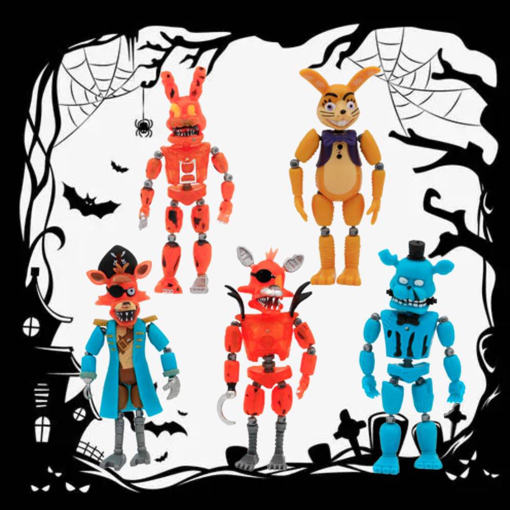 5pcs/set Five Night FNAF Toys Security Breach Freddy Bonnie Fazbear Curse Of Dreadbear Captain Foxy Action Figure For Children