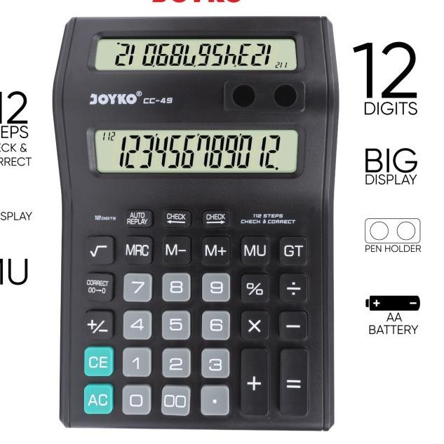 

Terbaik! Calculator Kalkulator Joyko CC-49 12 Digits 2 Display