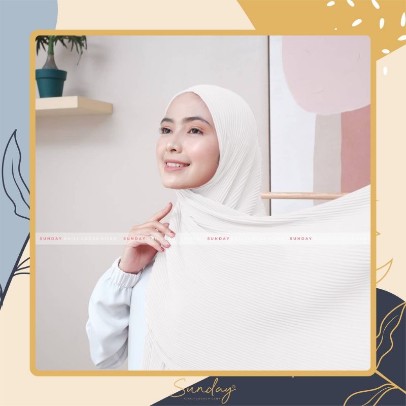 hijab pashmina plisket premium panjang 75x170 tanpa garis tengah//pashmina plisket terlaris murah-Putih