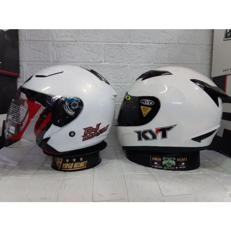 Jual HELM COUPLE KYT R10+KYT DJ MARU SOLID WHITE Indonesia