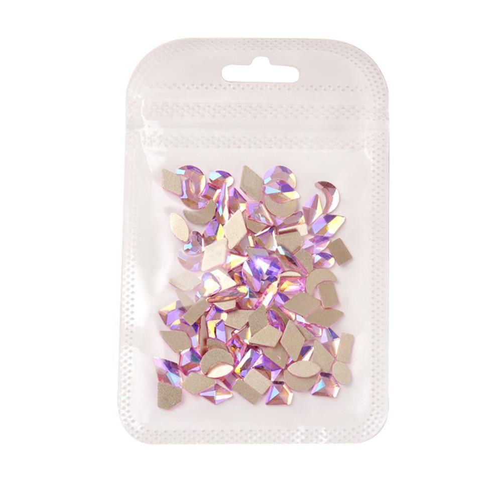 Nanas 100PCS Aurora Kuku Berlian Imitasi Campuran 3D Perhiasan Nail Art Datar