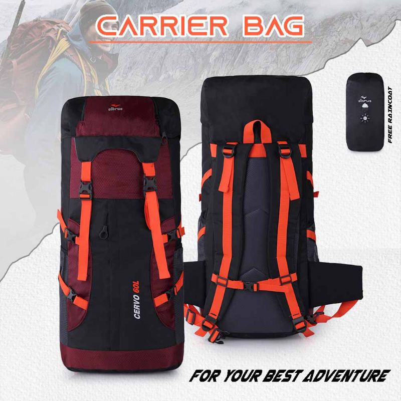 Carrier Bag | Tas Carrier 60 Liter Pria Wanita Terbaru | Tas Keril Carrel Gunung Outdoor Travelling Muncak Mudik Adventute Kapasitas Besar Bahan Cordura