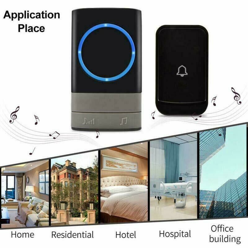 Bel Pintu Wireless Doorbell LED 45 Tunes 1 PCS Receiver 1PCS Transmitter - Bel Rumah