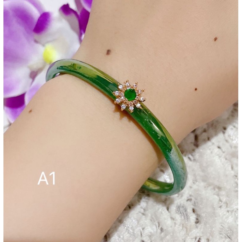 Gelang wanita giok hijo lapis emas 14 motif impor terbaru