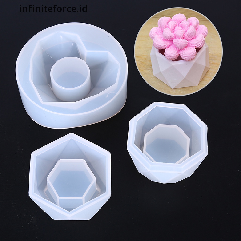 (Infiniteforce.Id) Cetakan Pot Bunga Bahan Silikon Epoxy Resin Diy