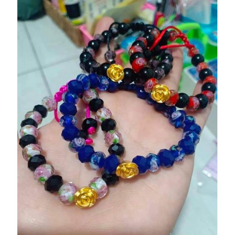 Gelang kristal ceko mawar emas hongkong HK 24karat 999 original kado