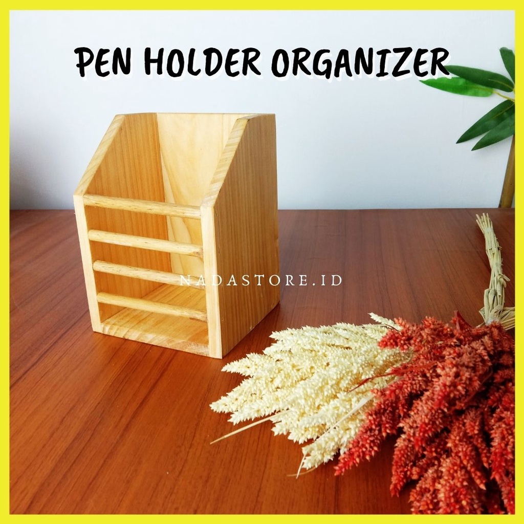 Wooden Desk Organizer / Phone Holder / Tempat Alat Tulis Kayu Multifungsi