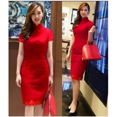 Baju Cheongsam Wanita Dewasa Dress Shanghai Imlek Sincia Remaja Merah Mini Maxi Murah Cewek Gaun