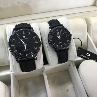Jam tangan couple charles delon original bahan rubber