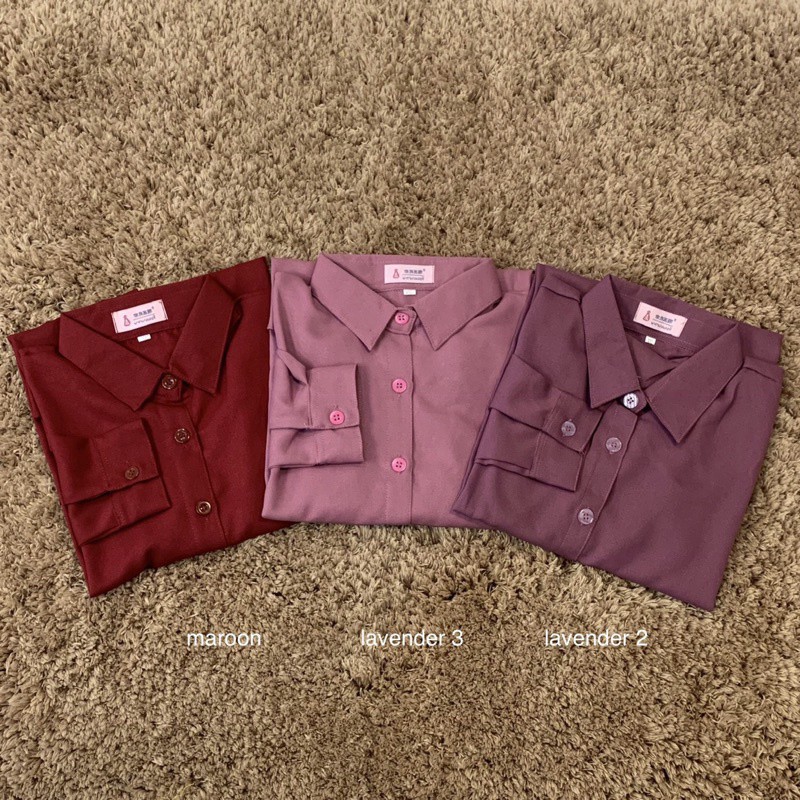 Kemeja Wanita Polos Lengan Panjang Terbaru Kekinian Casual Santai Kuliah Kerja ld 110-8