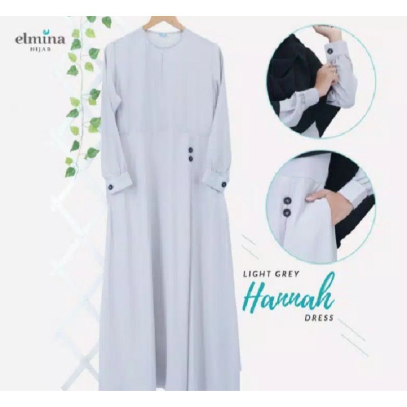 HANNAH DRESS warna LIGHT GREY Size L - Gamis Syari wanita busui friendly by ELMINA