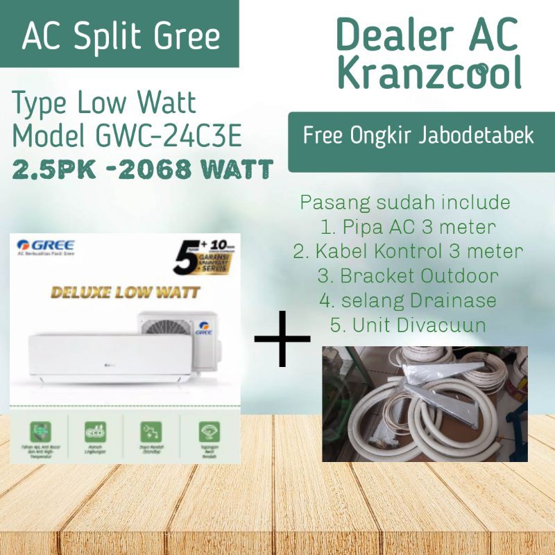 AC Gree 2.5 PK Low Watt + Pasang