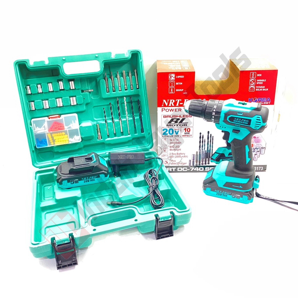 NRT-PRO DC-740 BRUSHLESS SET Cordless Impact Drill 20V Bor Baterai