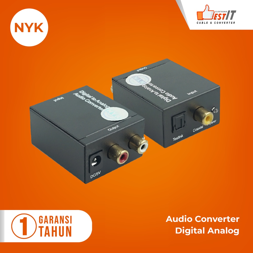 Audio Digital to Analog RCA Converter Coaxial to RCA untuk LED TV BluRay atau DVD Player