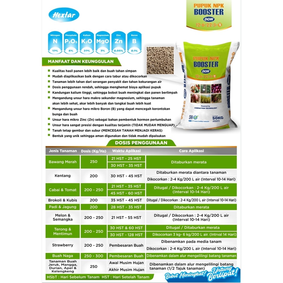 DGW - pupuk NPK 12 6 22 3 +TE BOOSTER 1 kg - npk booster - pupuk buah