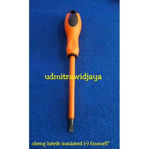 Obeng elektrik (-) minus (+) plus obeng listrik magnet obeng insulated insulation Electrician Screwdriver 5’’ Flat Head Electric Screwdriver Insulated 5 inc